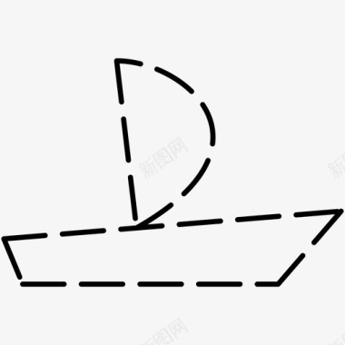 船帆船体育虚线图标图标