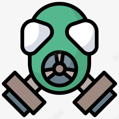 防毒面具核元素3线性颜色图标图标