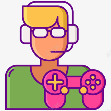 游戏玩家运动线性颜色图标图标