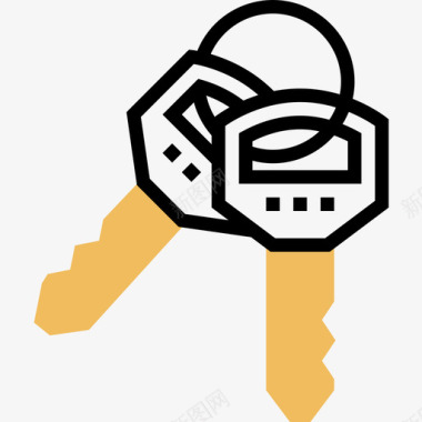 钥匙机密信息6黄色阴影图标图标