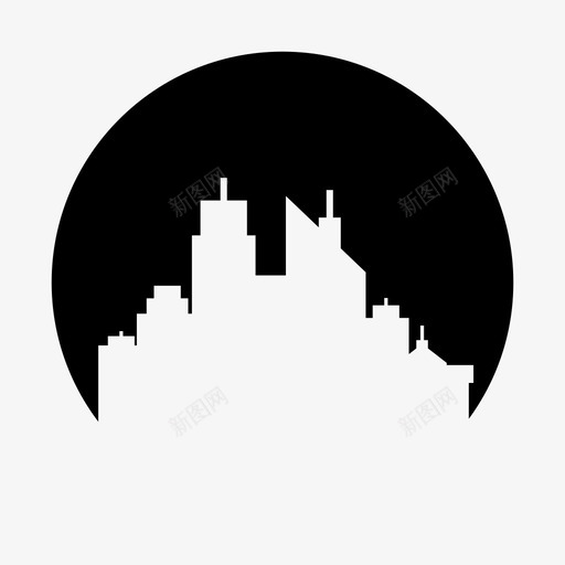 天际线建筑城市图标svg_新图网 https://ixintu.com 城市 城市圈形状 城镇 天际线 建筑