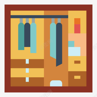 衣柜家具112扁平图标图标