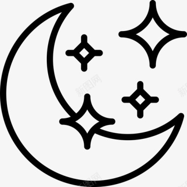 月亮占星术和符号学4直线图标图标