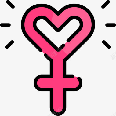 妇女节女权主义14线性色彩图标图标