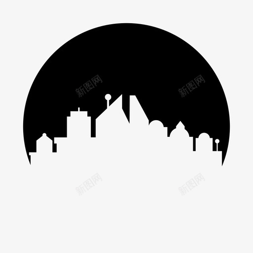 城市建筑市中心图标svg_新图网 https://ixintu.com 城市 城市圈形状 塔楼 天际线 市中心 建筑