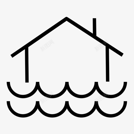 洪水房屋保险图标svg_新图网 https://ixintu.com 保险 图标 房屋 洪水 线路