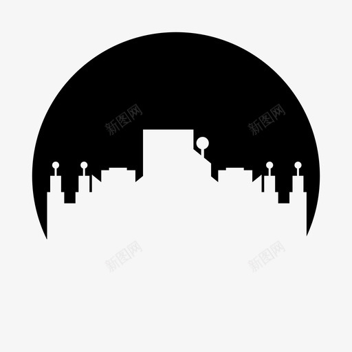 天际线建筑城市图标svg_新图网 https://ixintu.com 城市 城市圈形状 城镇 天际线 建筑