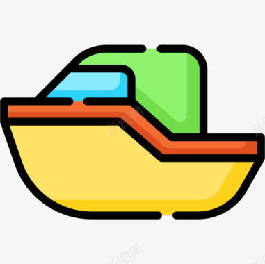 船儿童玩具23线性颜色图标图标
