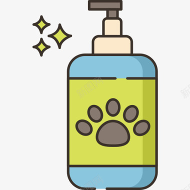 宠物洗发水兽医36线性颜色图标图标