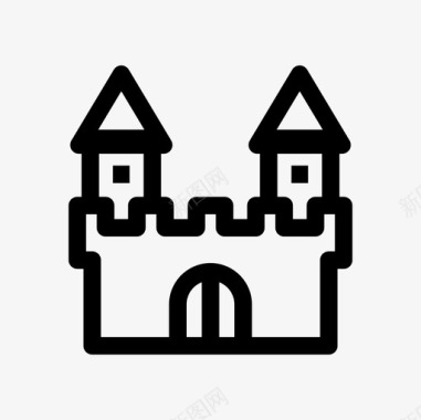 城堡地方直线图标图标
