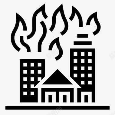 纵火建筑燃烧图标图标