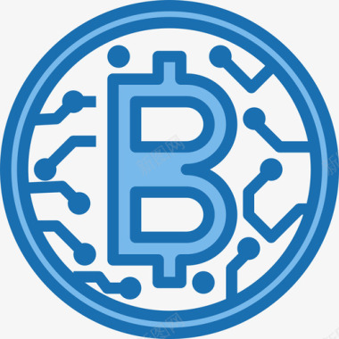 比特币银行和金融7蓝色图标图标