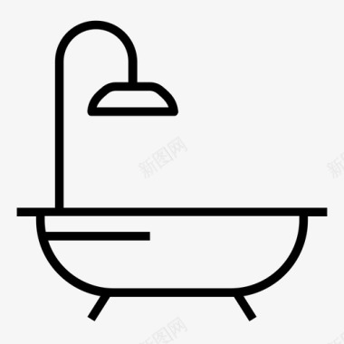 浴缸酒店淋浴图标图标