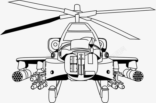军用直升机航空运输图标图标