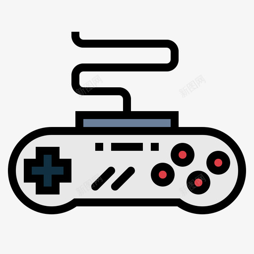 游戏控制器复古11线性颜色图标svg_新图网 https://ixintu.com 复古11 游戏控制器 线性颜色