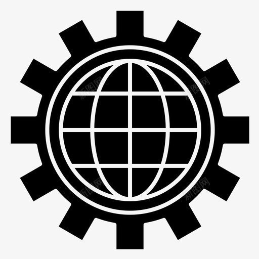 齿轮地球仪设置图标svg_新图网 https://ixintu.com 世界 地球仪 实心 符号 设置 金融 齿轮