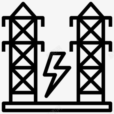 电塔可持续能源26线性图标图标