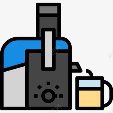 咖啡机电子设备8线性颜色图标图标
