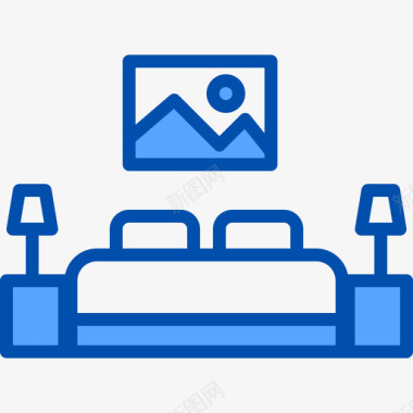 卧室家具34蓝色图标图标