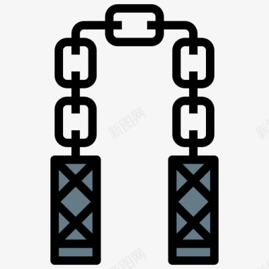 Nunchaku忍者Turtles线性颜色图标图标