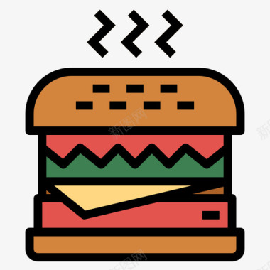 汉堡食物141原色图标图标