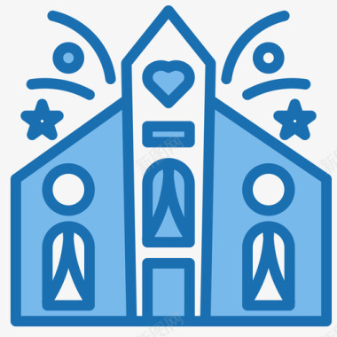 教堂瓦伦丁8号蓝色图标图标