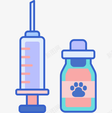 疫苗兽医35线性颜色图标图标