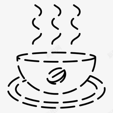热咖啡咖啡店虚线图标图标
