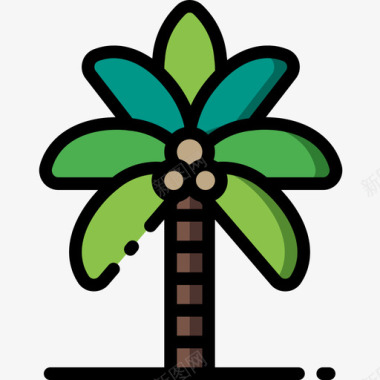棕榈树热带28线形颜色图标图标