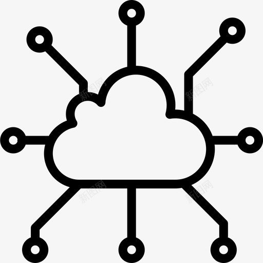 云计算云计算32线性图标svg_新图网 https://ixintu.com 云计算 线性
