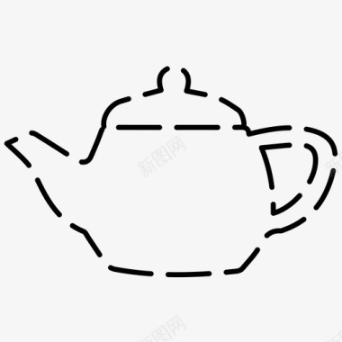 水壶壶咖啡店都是虚线图标图标