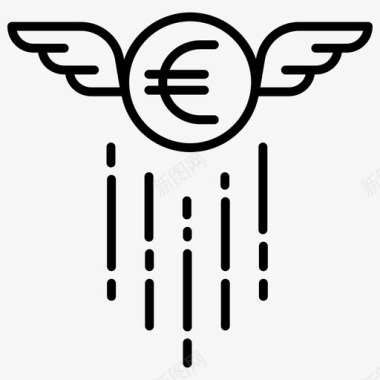 欧元符号货币14轮廓图标图标