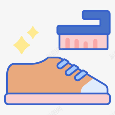 鞋清洁55线性颜色图标图标