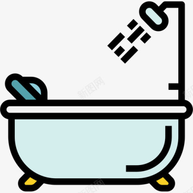 浴缸家具99线性颜色图标图标