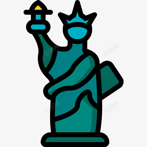 自由女神像地标和纪念碑5线性颜色图标svg_新图网 https://ixintu.com 地标和纪念碑5 线性颜色 自由女神像