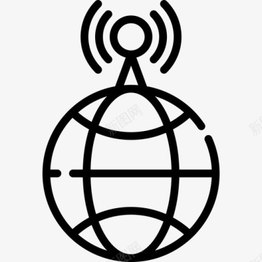 地球仪电话22线性图标图标