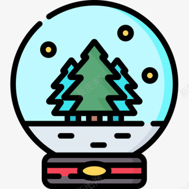 雪球圣诞玩具10线性颜色图标图标