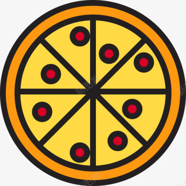 披萨食物119原色图标图标