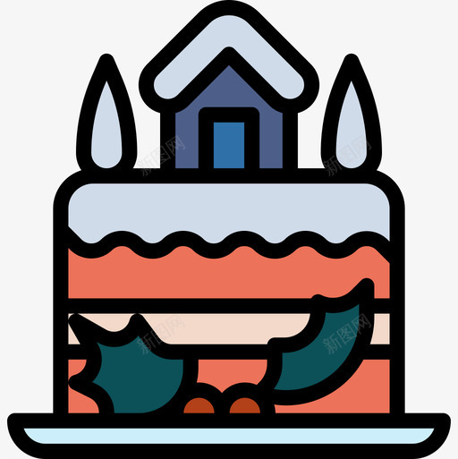 蛋糕圣诞蛋糕150线性颜色图标svg_新图网 https://ixintu.com 圣诞蛋糕150 线性颜色 蛋糕