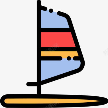 风帆极限运动19线性颜色图标图标