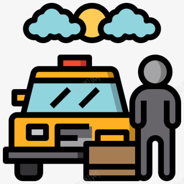 出租车出租车服务13线形颜色图标图标