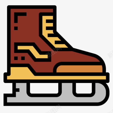溜冰鞋冬季71线性颜色图标图标