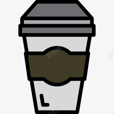 咖啡杯食品和饮料7线性颜色图标图标