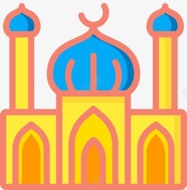 清真寺灵性5线条色彩图标图标