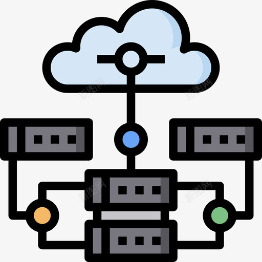服务器云技术14线颜色图标svg_新图网 https://ixintu.com 技术 服务器 颜色