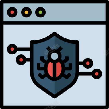 防病毒网络安全7线性颜色图标图标