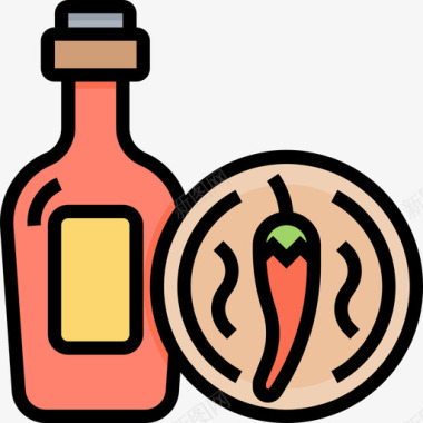 酱汁墨西哥符号线颜色图标图标