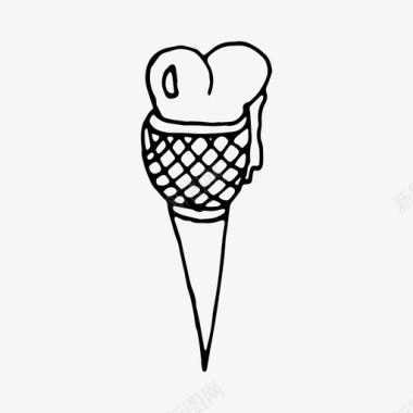 冰淇淋筒涂鸦心图标图标