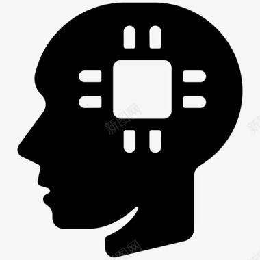 头人工智能大脑图标图标