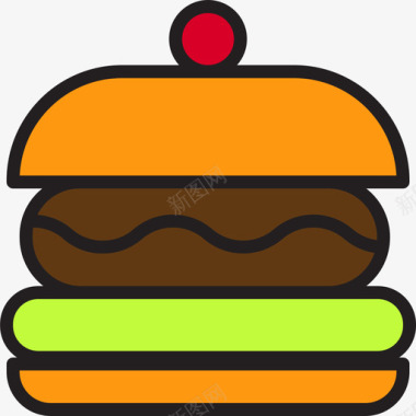 汉堡食物119原色图标图标
